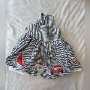 Savannah blue and white striped summer dress girls toddler 34 month 2T car boat